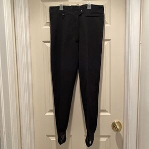 Sportina Black Wool Blend Stirrup Ski Pants Women's 16 R REG High Rise Stretch
